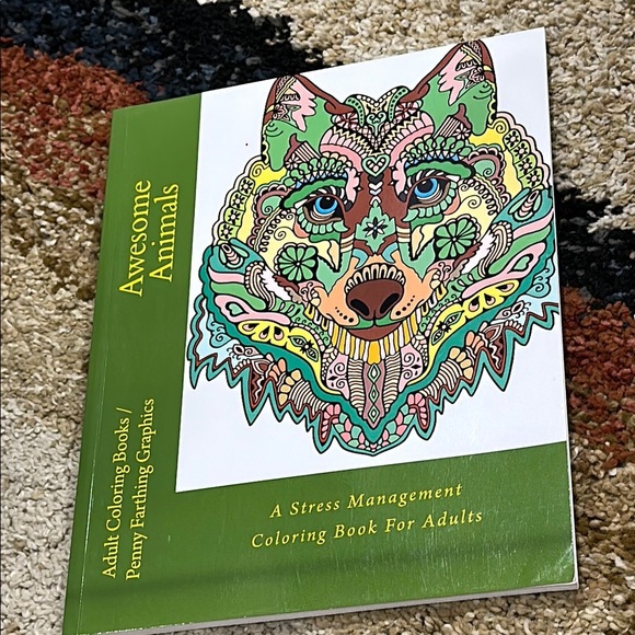 Awesome Animals Adult Coloring Book Stress Management NWT - Picture 2 of 16